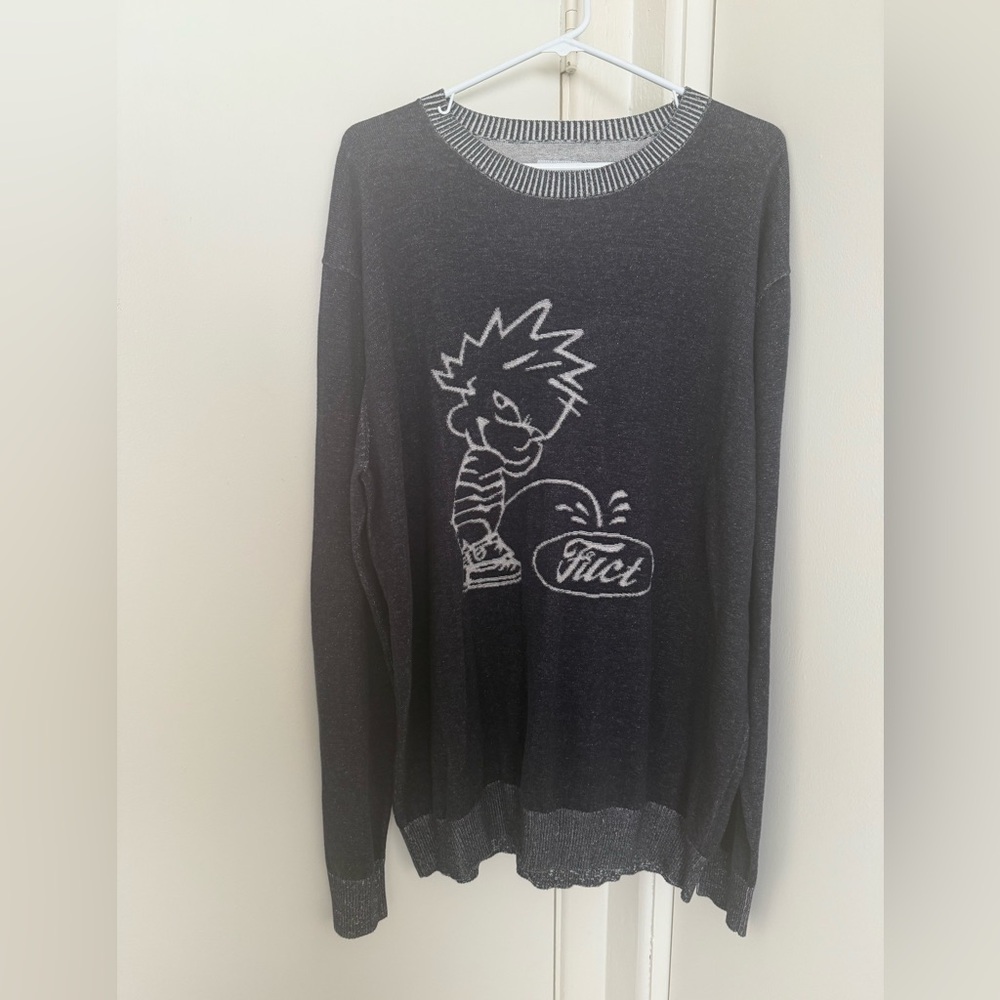 New FUCT X SSDD "Pissed On” Sweater Navy Size XL RARE